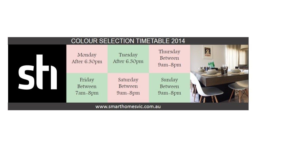 Colour Selection Timetable 2014